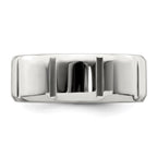 Sterling Silver 8mm Polished Flat Notched Beveled Edge Fancy Band