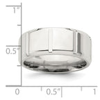 Sterling Silver 8mm Polished Flat Notched Beveled Edge Fancy Band