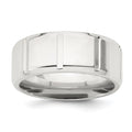Sterling Silver 8mm Polished Flat Notched Beveled Edge Fancy Band