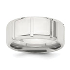 Sterling Silver 8mm Polished Flat Notched Beveled Edge Fancy Band