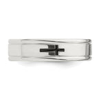 Sterling Silver 6mm Enamel Cross Fancy Band