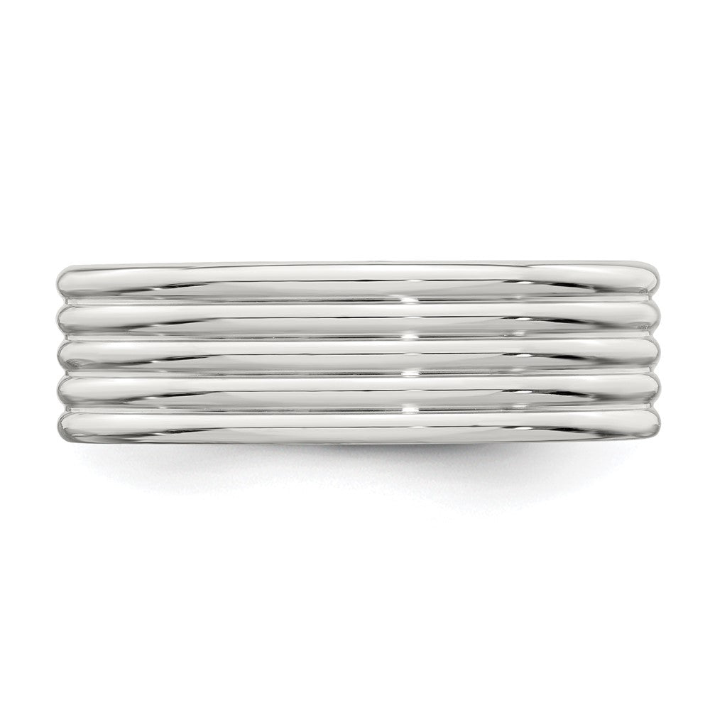 Sterling Silver 7mm Polished 5-Row Fancy Band