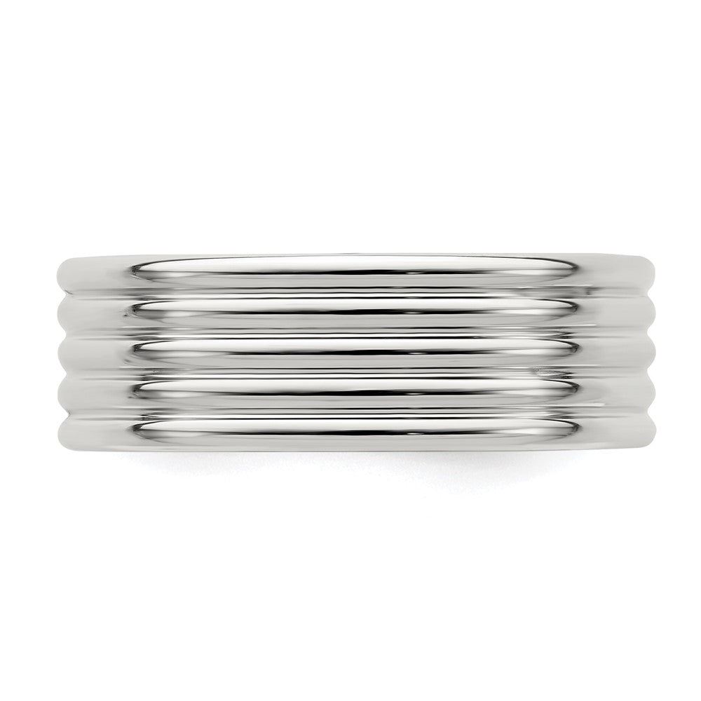 Sterling Silver 7mm Polished 5-Row Fancy Band