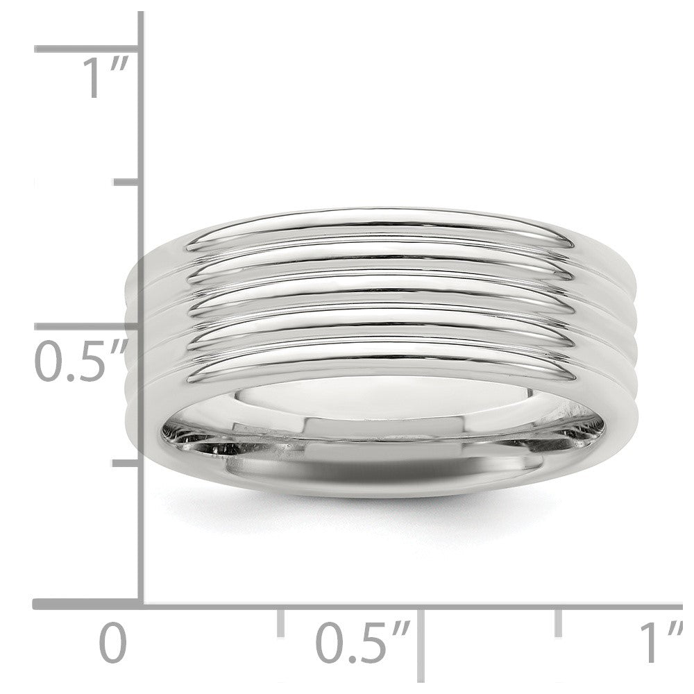 Sterling Silver 7mm Polished 5-Row Fancy Band