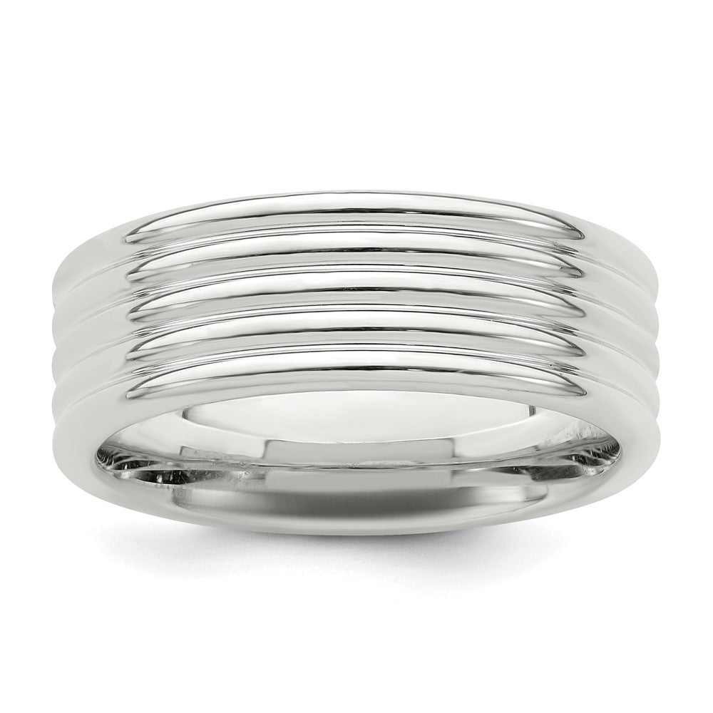 Sterling Silver 7mm Polished 5-Row Fancy Band