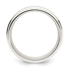 Sterling Silver 7mm Polished Flat Intertwined Design Beveled Edge Fancy Band