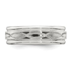 Sterling Silver 7mm Polished Flat Intertwined Design Beveled Edge Fancy Band