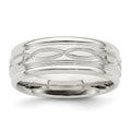 Sterling Silver 7mm Polished Flat Intertwined Design Beveled Edge Fancy Band
