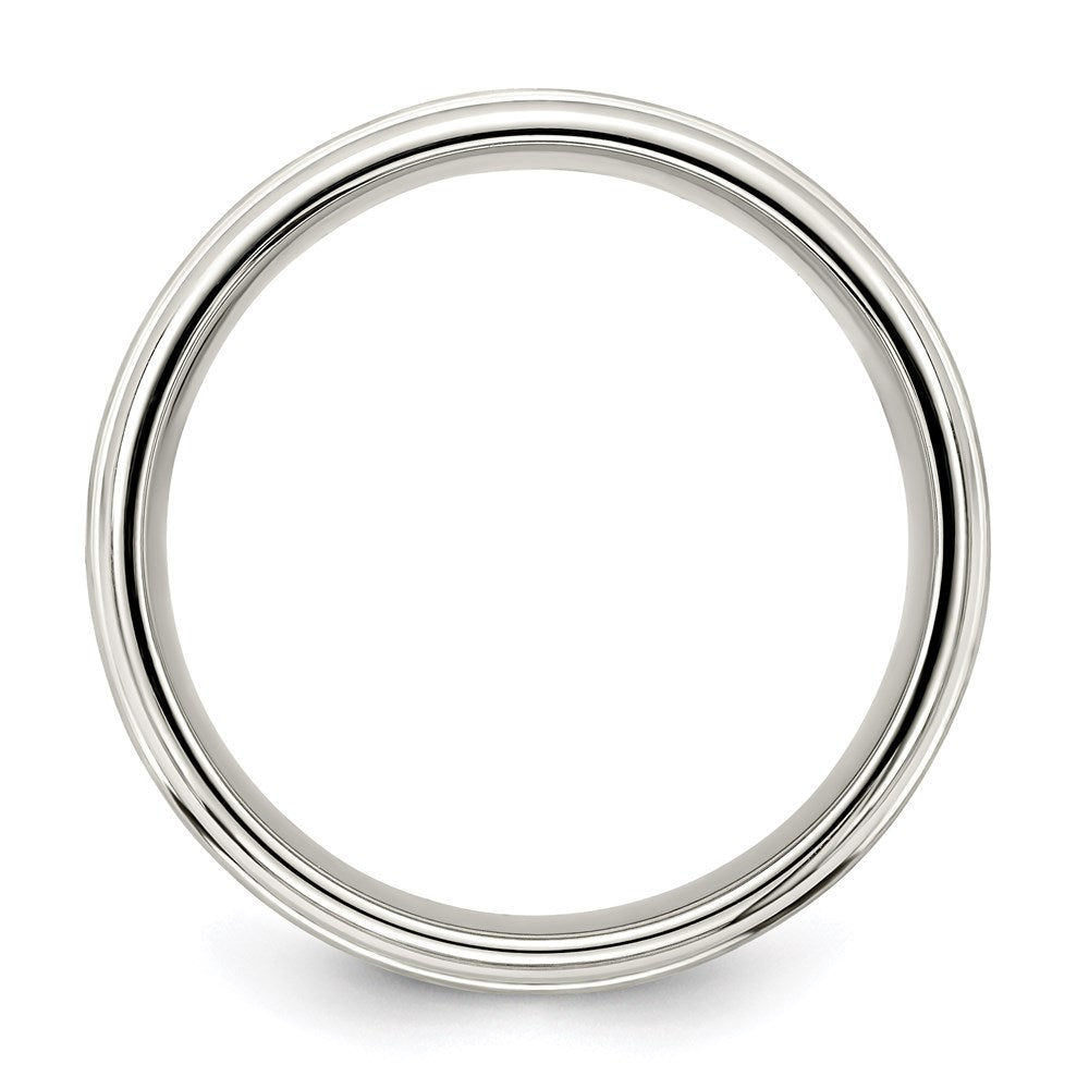 Sterling Silver 7mm Brushed Flat Intertwined Design Beveled Edge Fancy Band