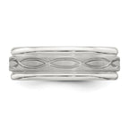 Sterling Silver 7mm Brushed Flat Intertwined Design Beveled Edge Fancy Band