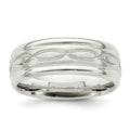 Sterling Silver 7mm Brushed Flat Intertwined Design Beveled Edge Fancy Band