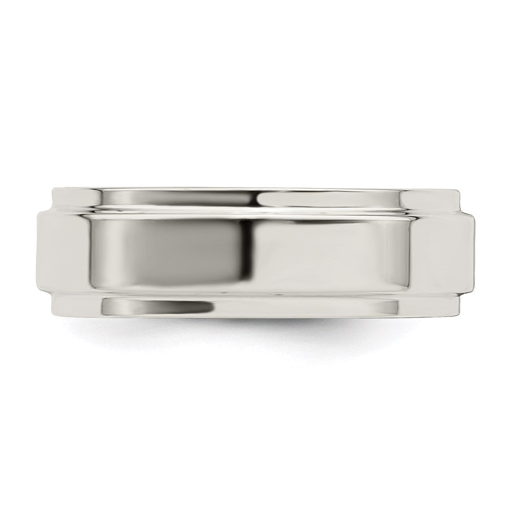 Sterling Silver 6mm Flat with Step Edge Band