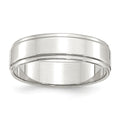 Sterling Silver 6mm Flat with Step Edge Band