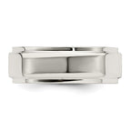 Sterling Silver 7mm Flat with Step Edge Band