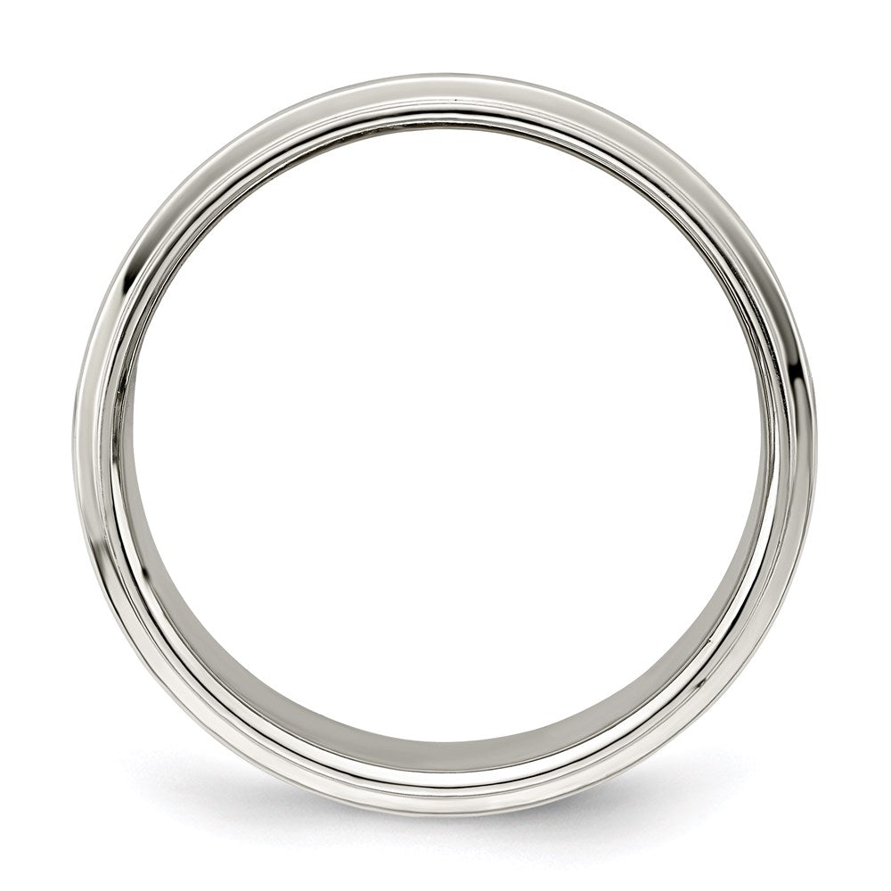 Sterling Silver 8mm Flat with Step Edge Band
