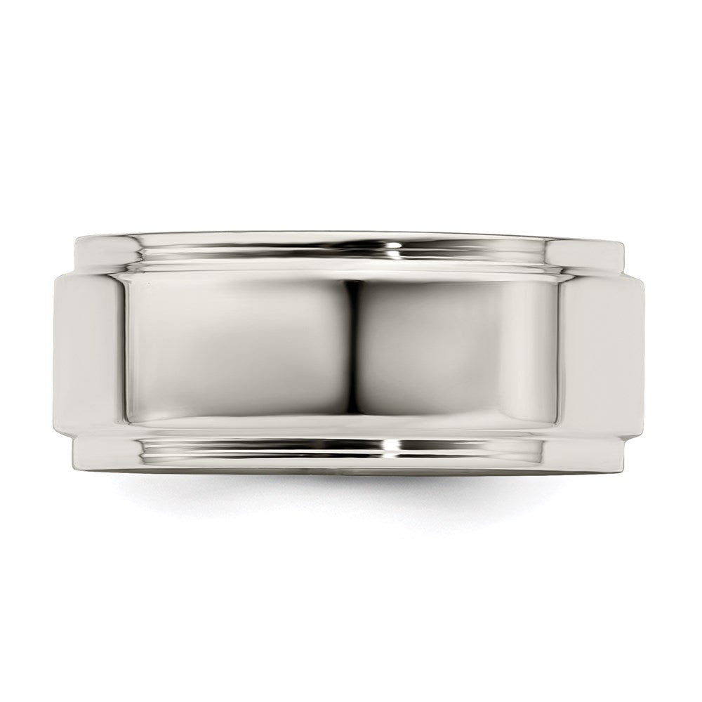 Sterling Silver 8mm Flat with Step Edge Band