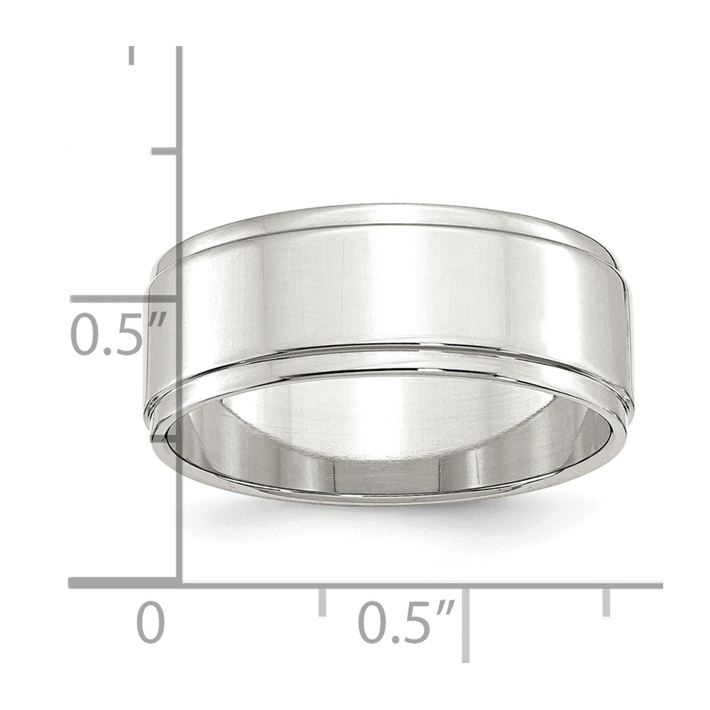 Sterling Silver 8mm Flat with Step Edge Band