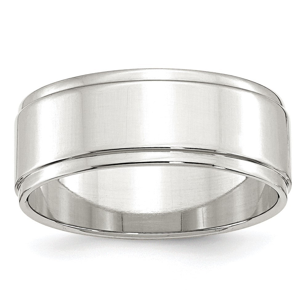 Sterling Silver 8mm Flat with Step Edge Band