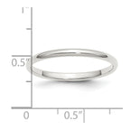 Sterling Silver Rhodium-plated 2mm Half-Round Band
