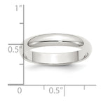 Sterling Silver Rhodium-plated 4mm Half-Round Band