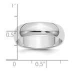 Sterling Silver Rhodium-plated 6mm Half-Round Band