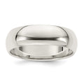 Sterling Silver 7mm Half Round Band