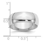 Sterling Silver Rhodium-plated 8mm Half-Round Band