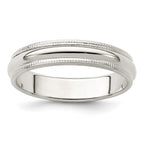 Sterling Silver 4mm Half Round Milgrain Band