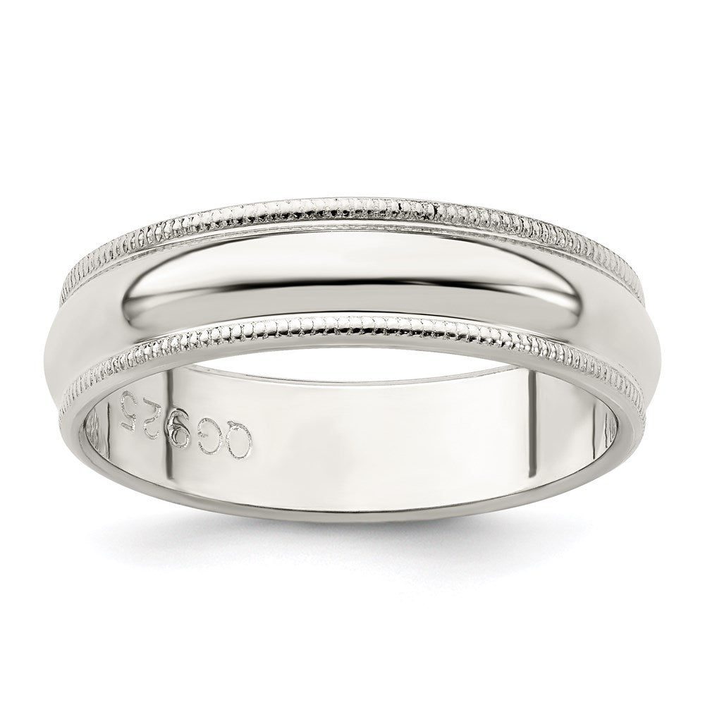Sterling Silver 5mm Half Round Milgrain Band