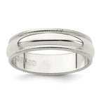Sterling Silver 5mm Half Round Milgrain Band
