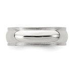 Sterling Silver 6mm Half Round Milgrain Band