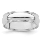 Sterling Silver 6mm Half Round Milgrain Band
