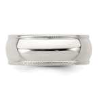 Sterling Silver 7mm Half Round Milgrain Band