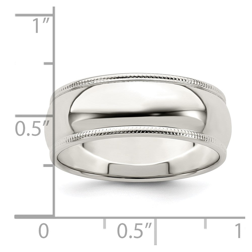 Sterling Silver 7mm Half Round Milgrain Band
