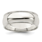 Sterling Silver 7mm Half Round Milgrain Band