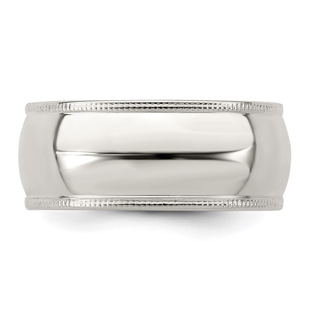 Sterling Silver 8mm Half Round Milgrain Band