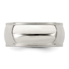 Sterling Silver 8mm Half Round Milgrain Band