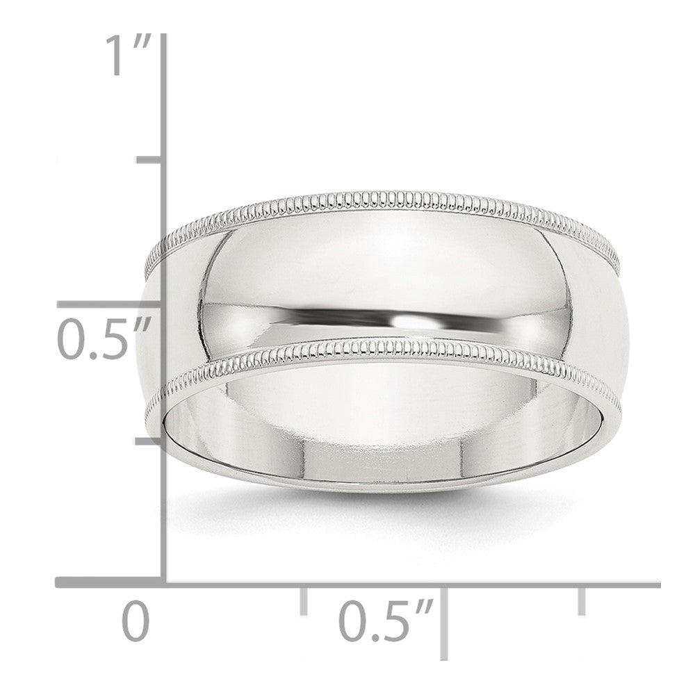 Sterling Silver 8mm Half Round Milgrain Band
