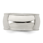 Sterling Silver 9mm Half Round Milgrain Band