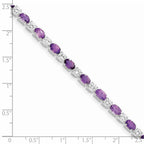 Sterling Silver Rhodium-plated Amethyst & CZ Bracelet