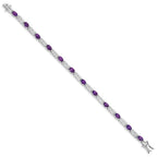 Sterling Silver Rhodium-plated Amethyst Bracelet