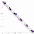 Sterling Silver Rhodium-plated Amethyst Bracelet