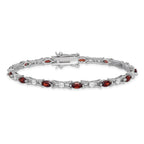 Sterling Silver Rhodium-plated Garnet and CZ Bracelet