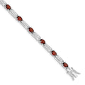 Sterling Silver Rhodium-plated Garnet Bracelet