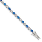 Sterling Silver Rhodium-plated Blue and Clear CZ Bracelet
