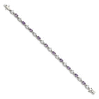 Sterling Silver Rhodium-plated Purple and Clear CZ Bracelet