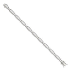 Sterling Silver Rhodium-plated Baguette and Round CZ Bracelet