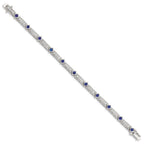 Sterling Silver Rhodium-plated Blue Glass and CZ 7.75 inch Bracelet