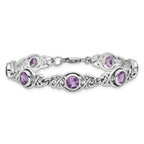 Sterling Silver Rhodium-plated Amethyst Bracelet