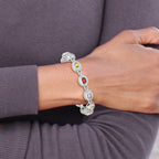 Sterling Silver Rhod-pltd 7inch Rainbow Multi-gemstone Bracelet